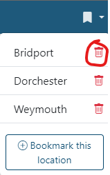 Delete bookmark button