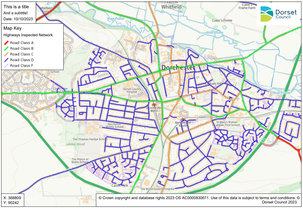 PDF output - showing an example of a map that has been exported with a floating legend