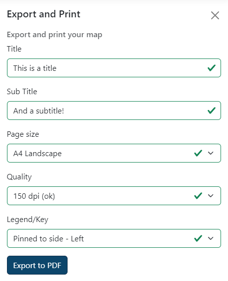 Print panel - showing the options you have when exporting and printing